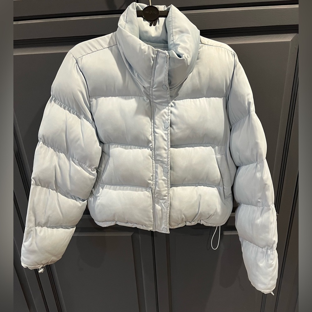 Lovers + Friends Light Blue Puffer Jacket